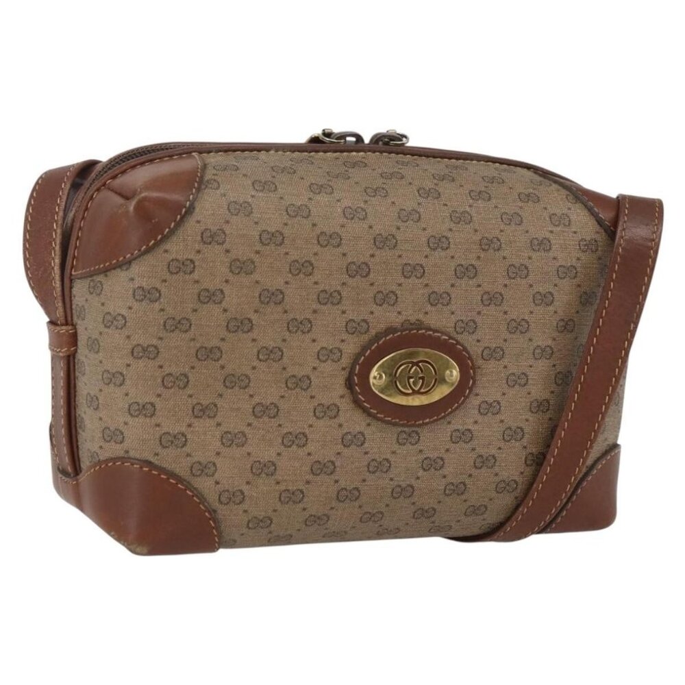 Authentic GUCCI Micro GG Supreme Shoulder Bag PVC Beige Gold 007 101 5294